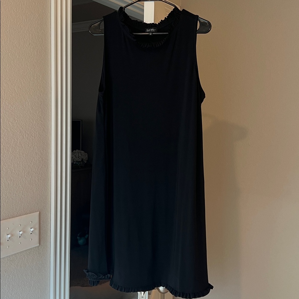 Nicole Miller Black Ruffle Neck Dress